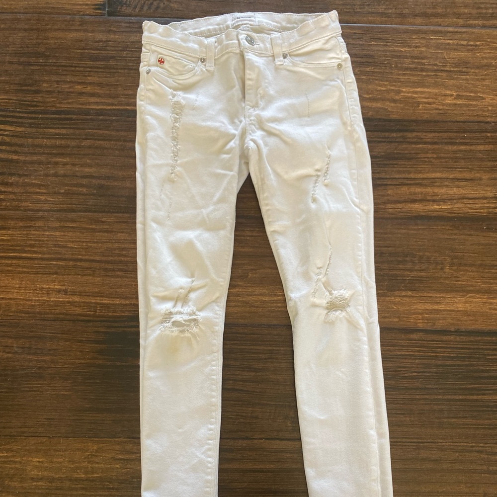 Hudson skinny distressed white jeans, size 25.